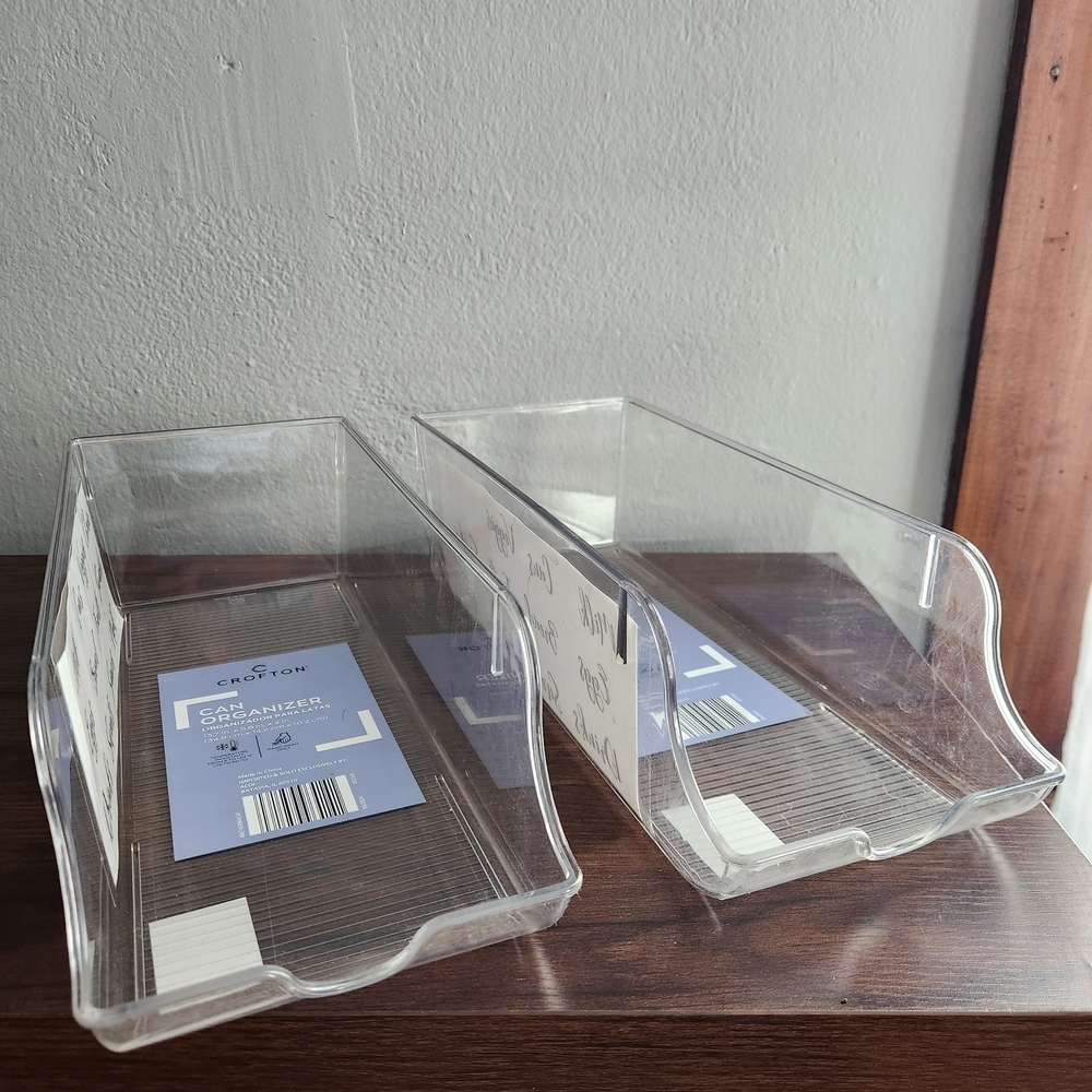 Set Of 2 Clear Plastic Storage Bins